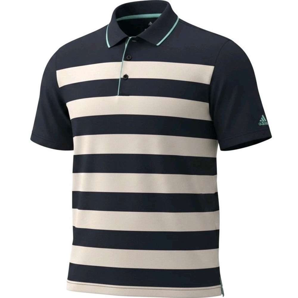 Adidas GOLF Dri POLO  SHIRT Men's Large Performance‎ 2XL Grey Gray Striped Tour